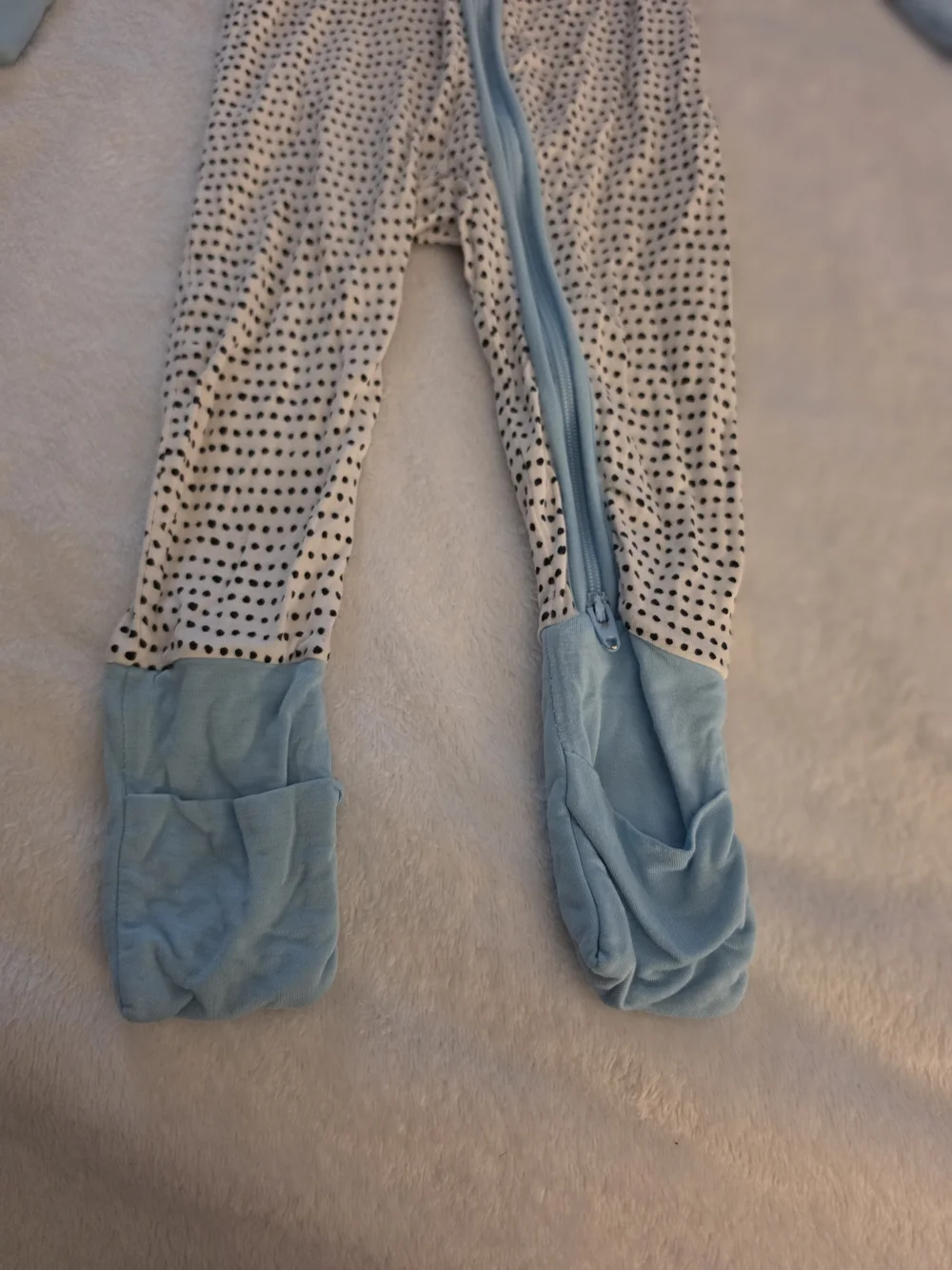 Little Sleepies Blue & White Polka Dot Bamboo Zippy 3-6m